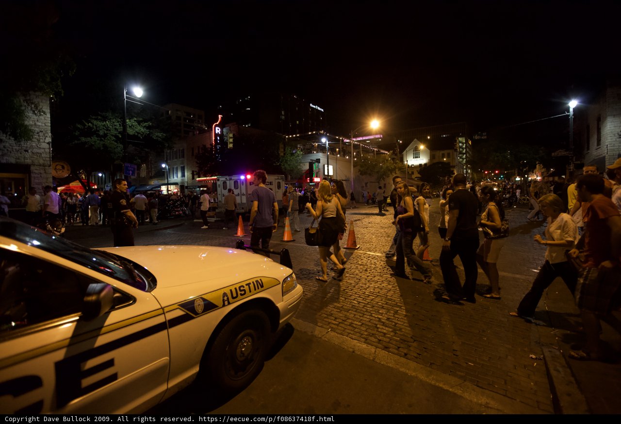 Police Car Disrupts Busy Austin Street