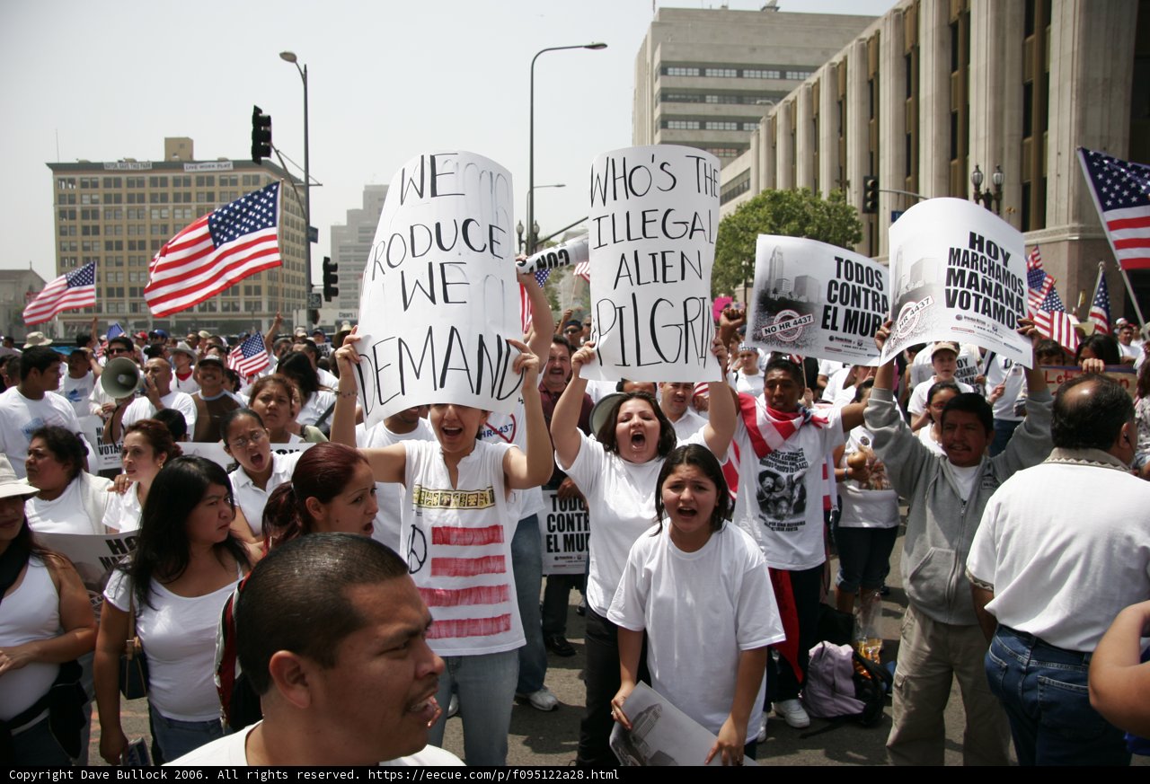 Protest Parade in Front of Building