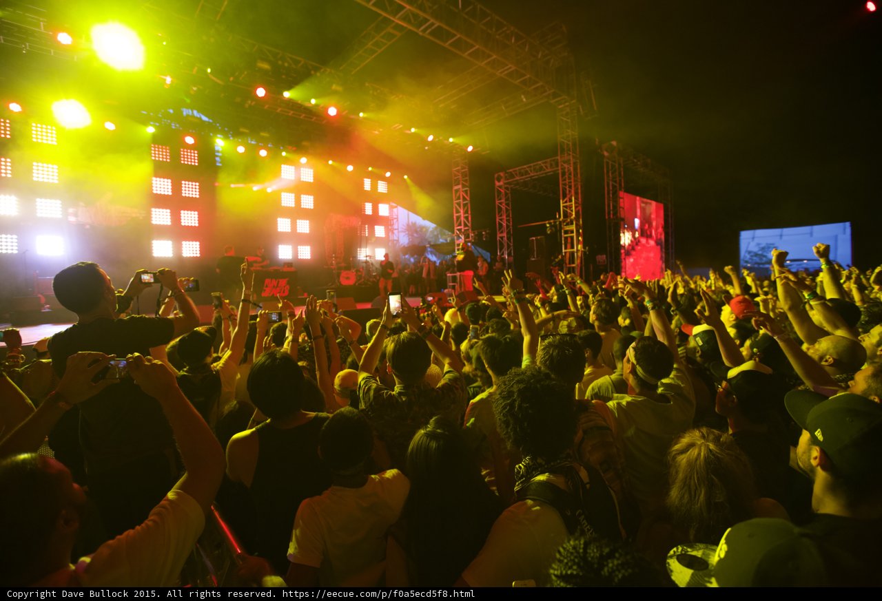 Crowd Green Yellow Lights
