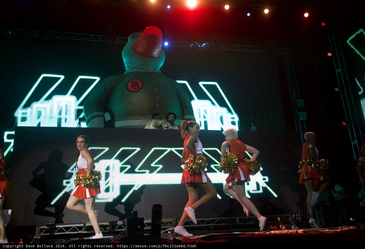 Cheerleaders and Robot on Stage