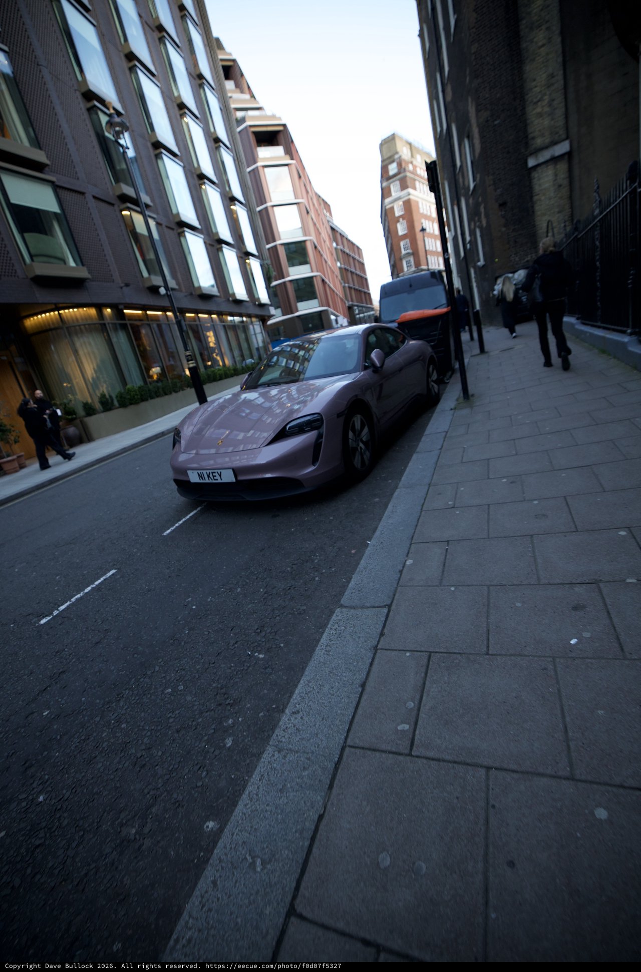 Porsche Taycan Parked on Modern London Street