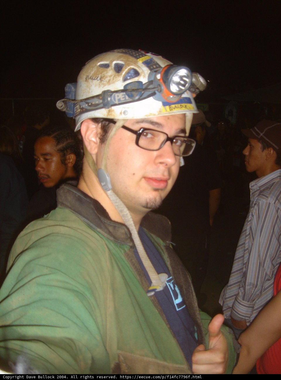 Nighttime Helmet-wearing Worker