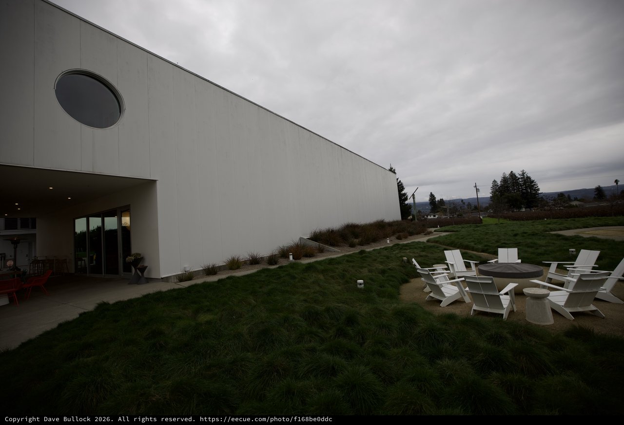 Modern Winery Architecture Under Overcast Skies