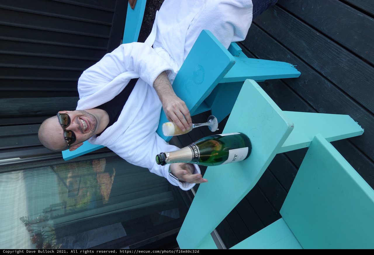 Relaxing with Champagne on the Patio