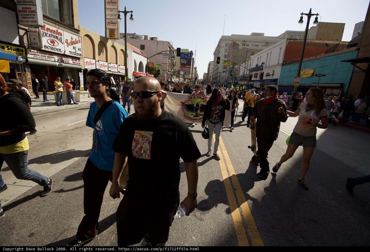 Mayday Rally Crowd on a City Street