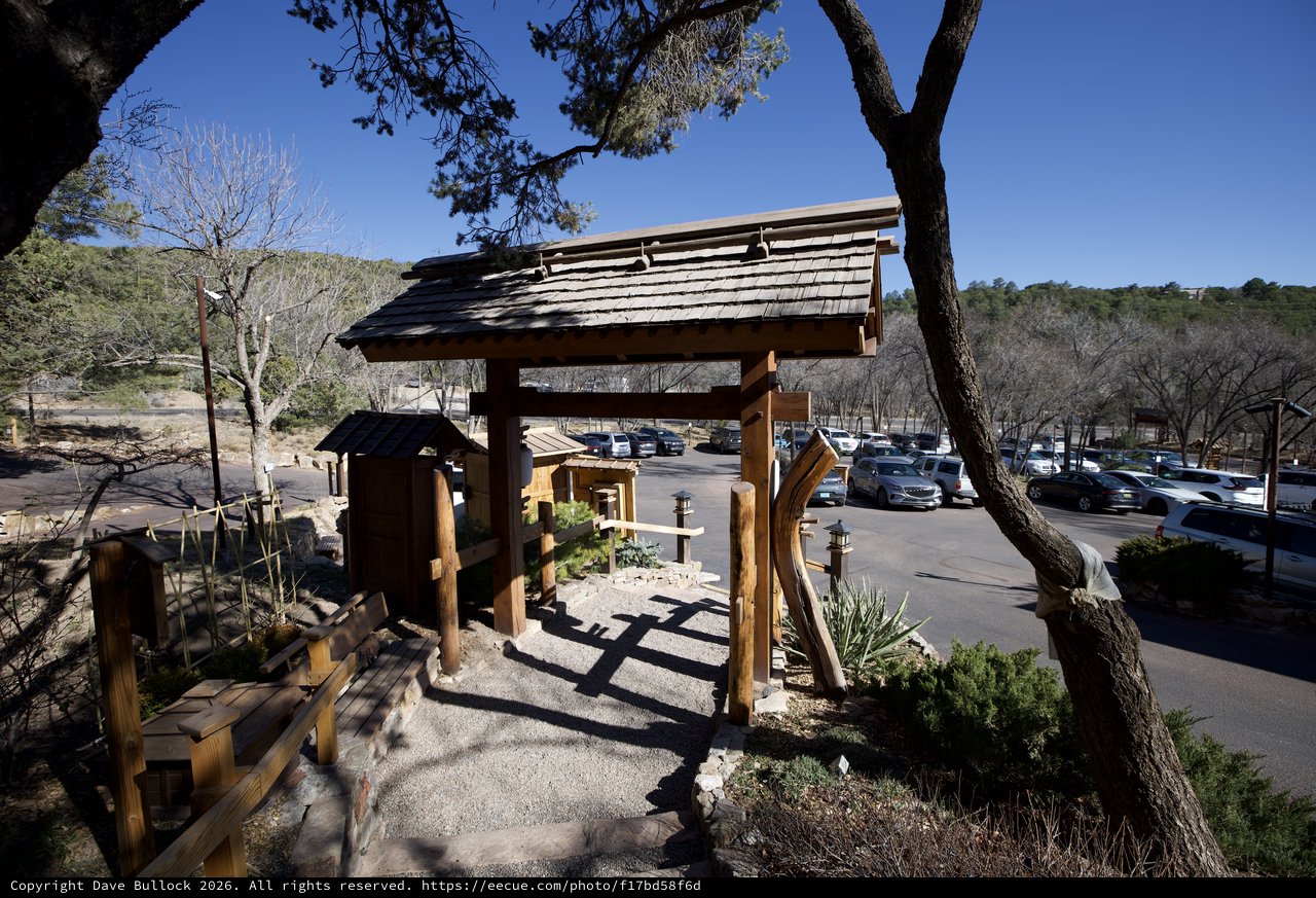 Japanese-Inspired Covered Entrance at Southwestern Trailhead