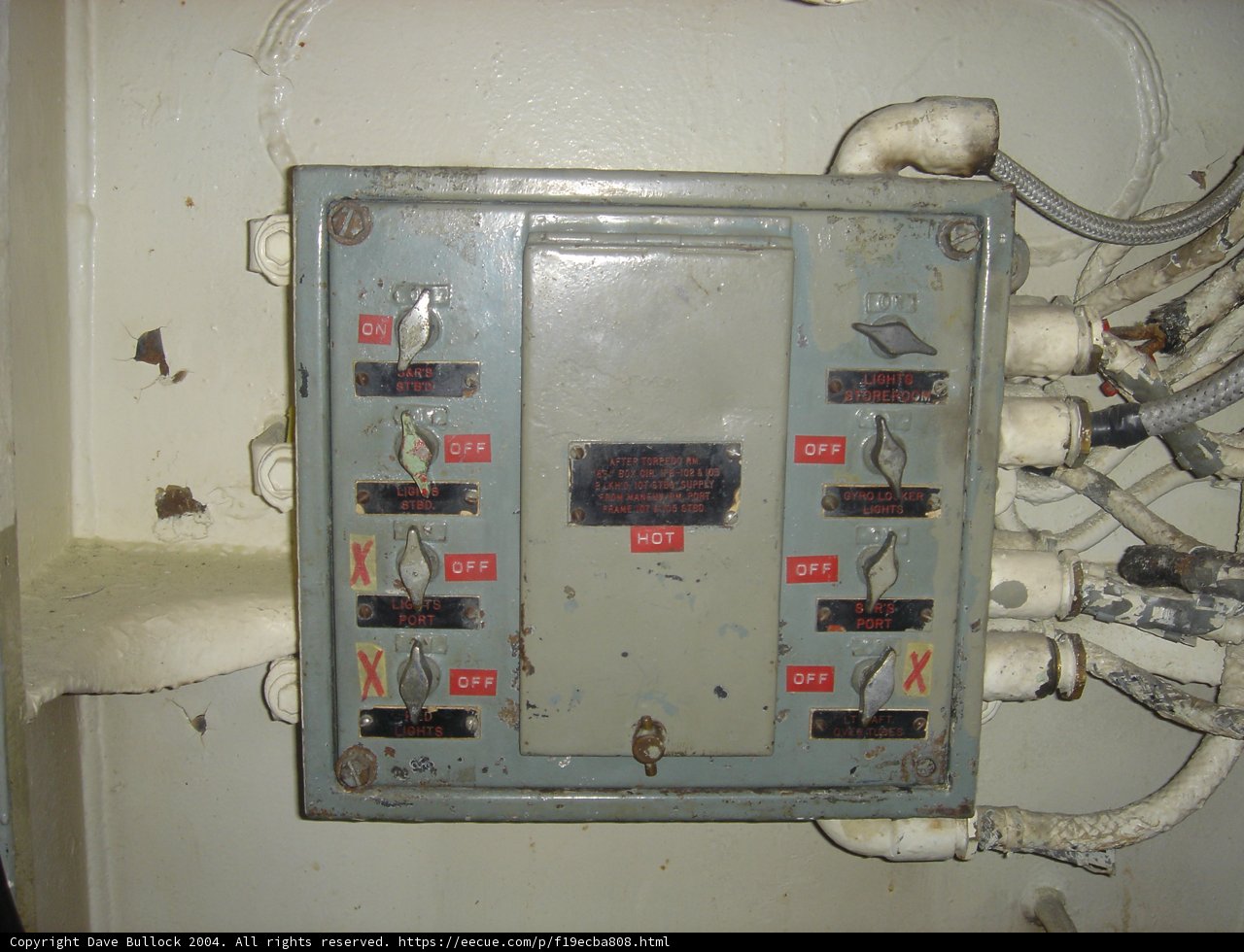 Electrical panel with switches and wires