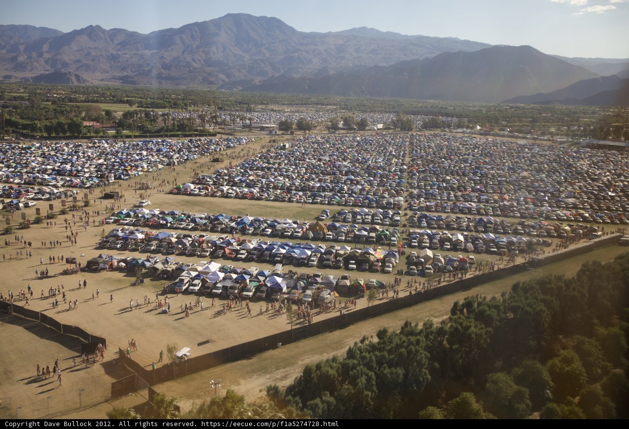 Aerial View of Crowded Campground at Coachella