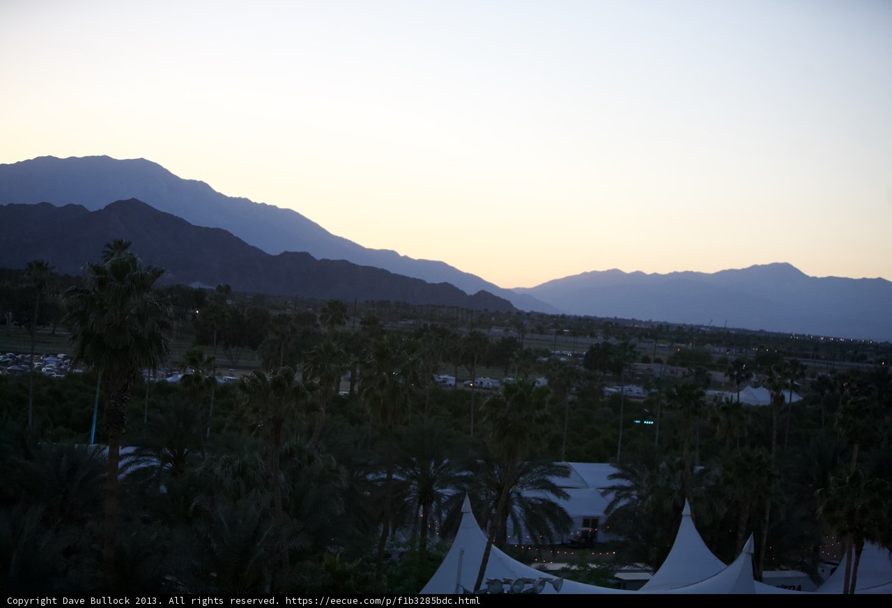 Serene Sunset View of Mountains and Palms