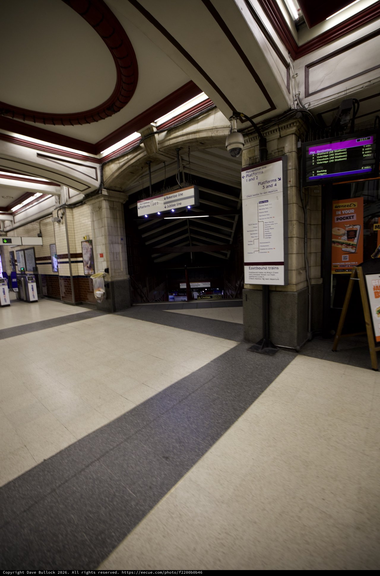 Underground Railway Station Platform Entrance in London