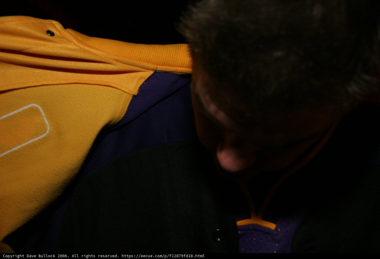 Adjusting the Lakers Hoodie