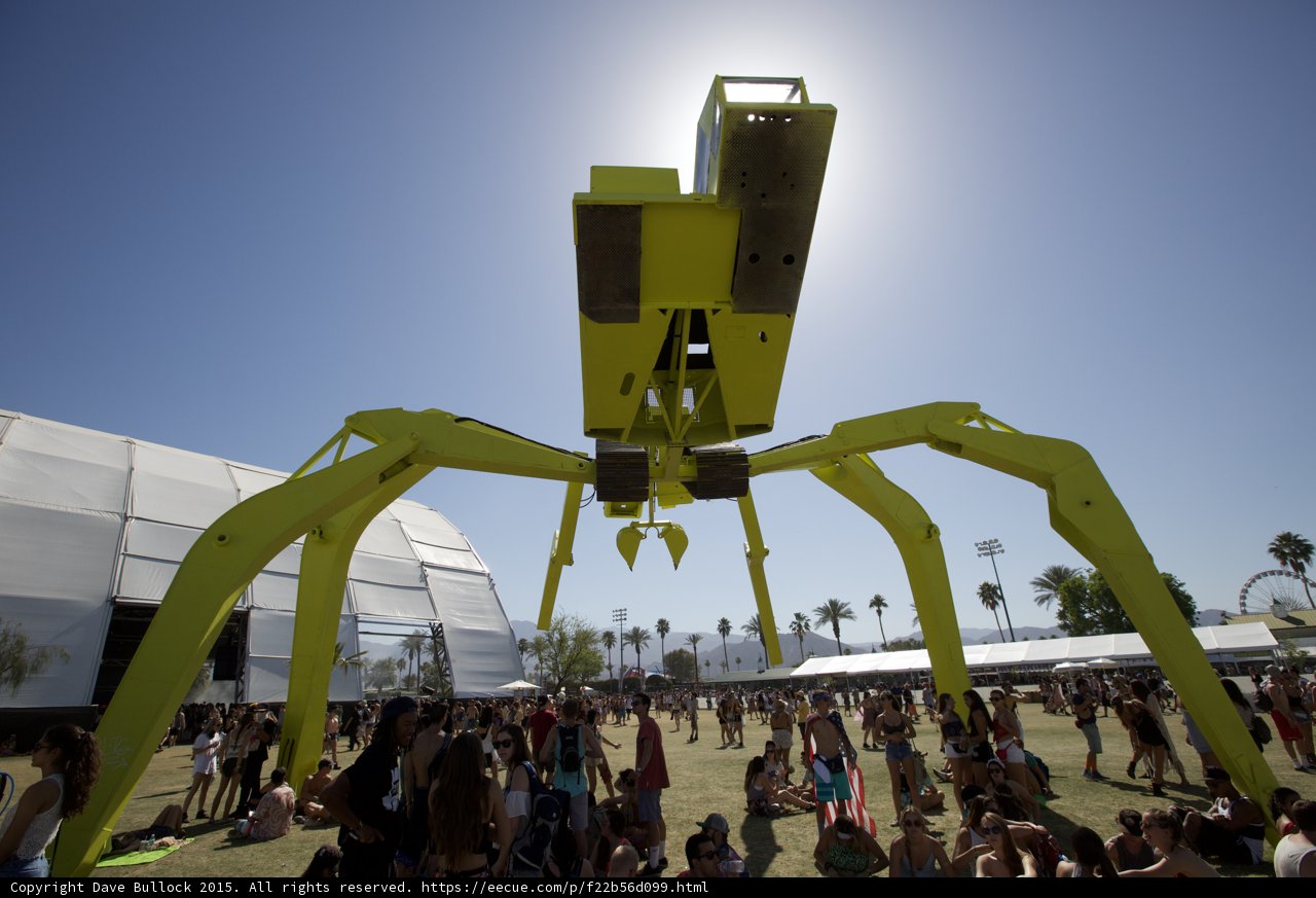 Giant Yellow Spider Invades Coachella!