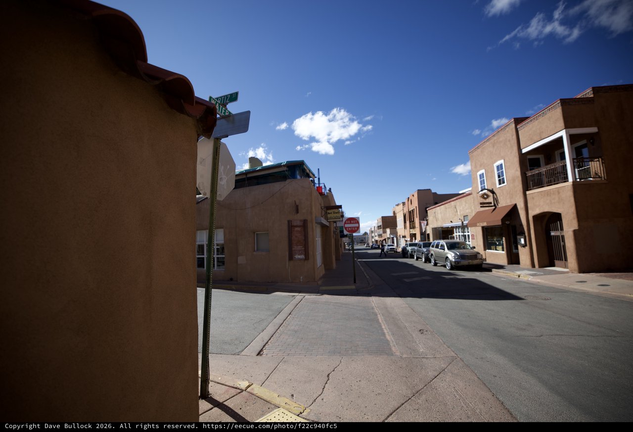 Quiet Street Corner in Santa Fe's Historic Adobe District