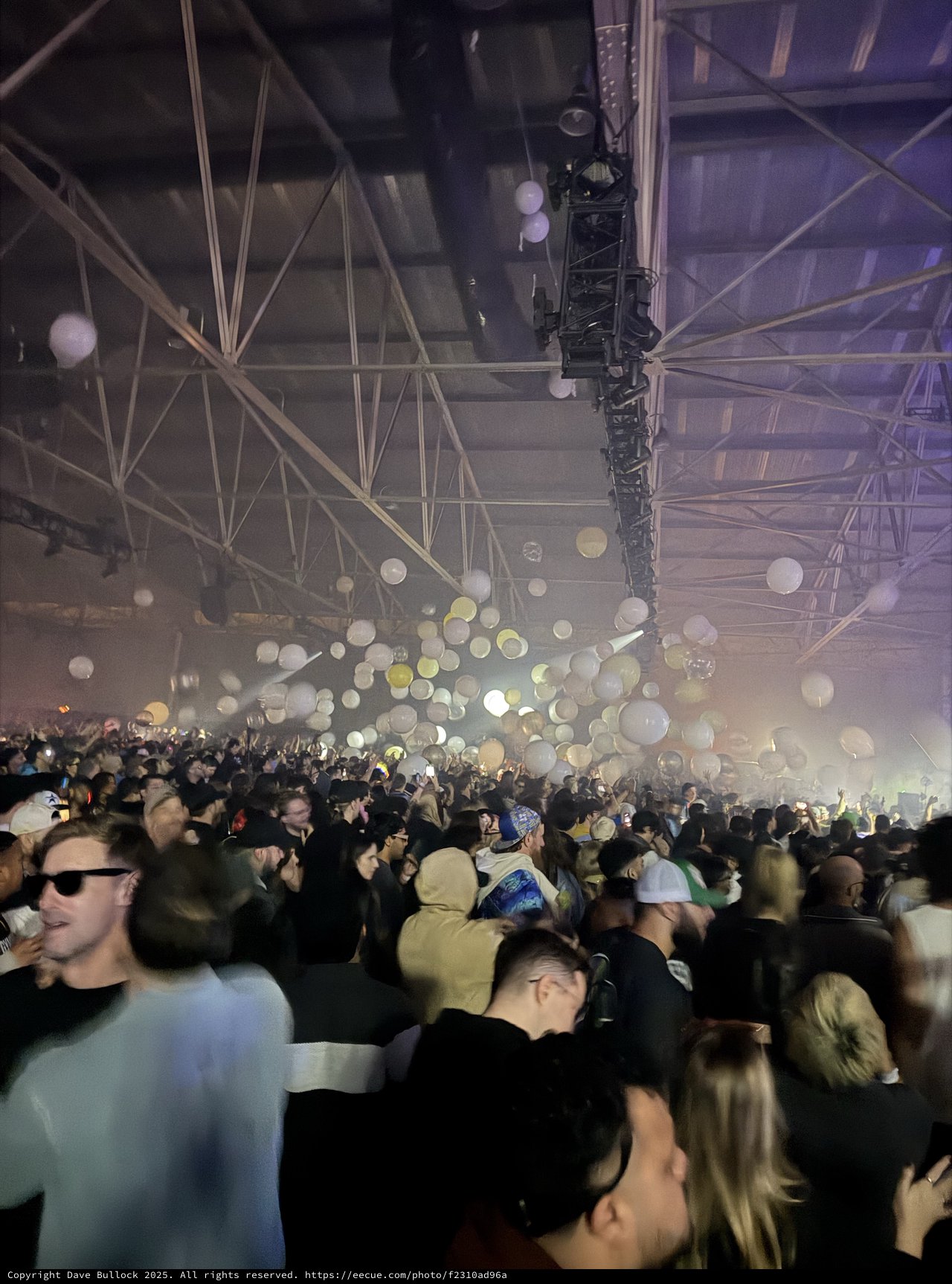 Epic Concert Moment with Floating Balloons and Massive Crowd