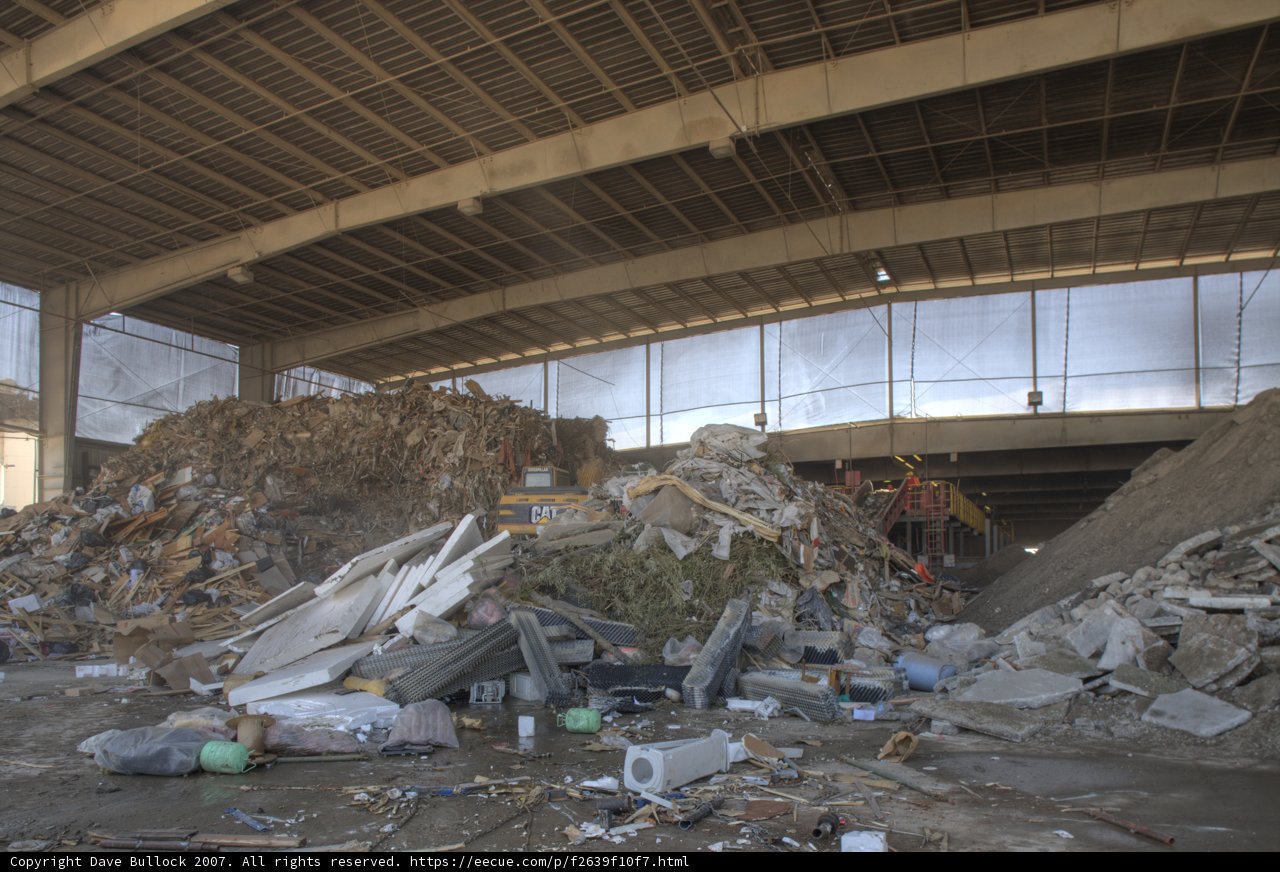 Demolition aftermath in a warehouse
