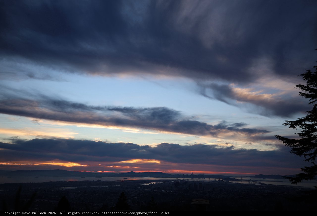 Dramatic Sunset Over San Francisco Bay from Chabot Viewpoint