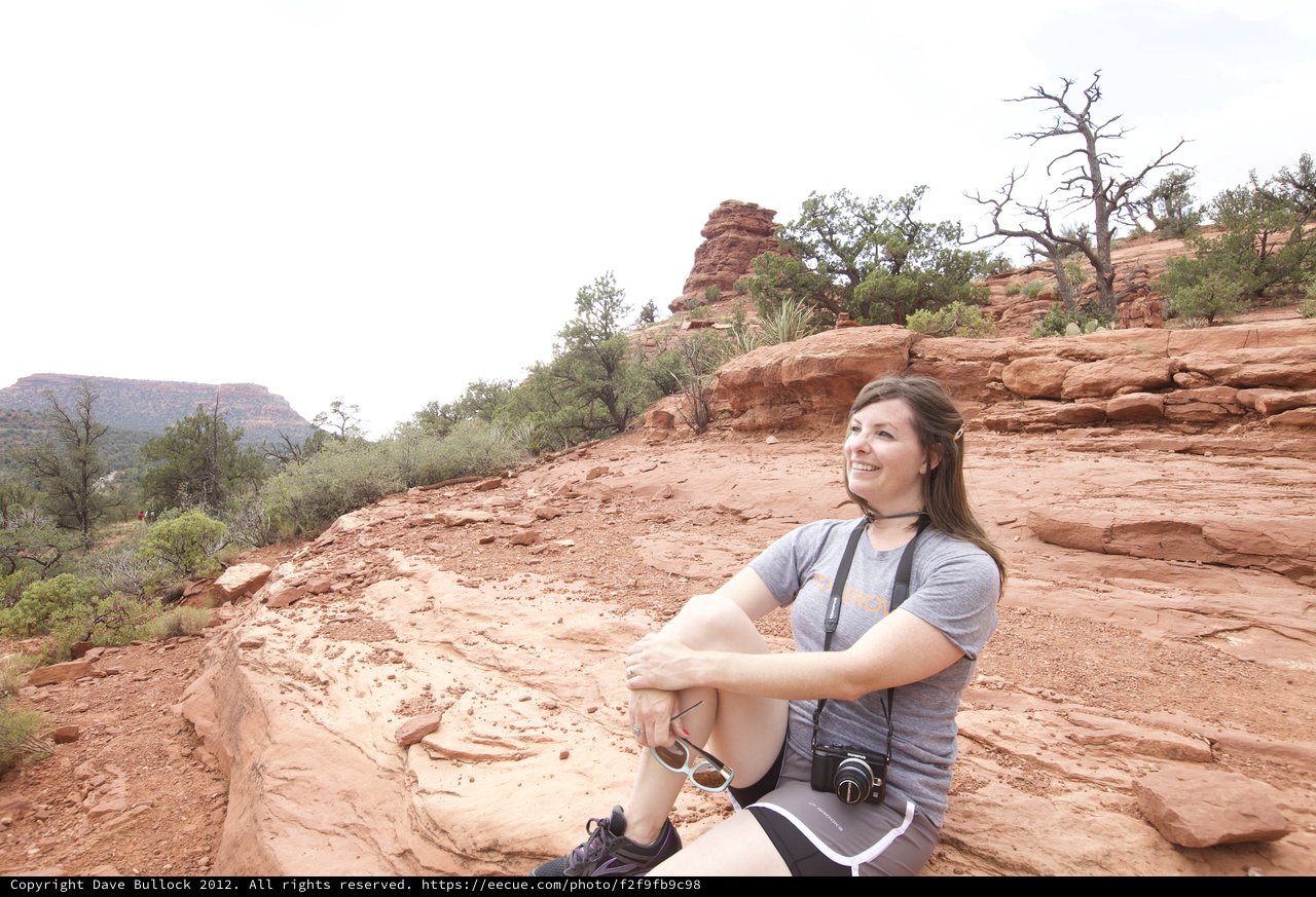 Hiker Resting on Red Rock Formations in Sedona