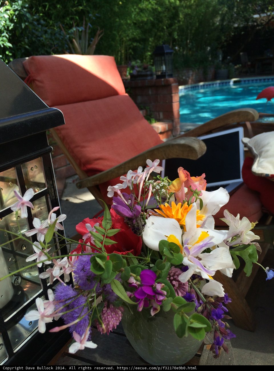 Elegant Flower Arrangement by the Pool