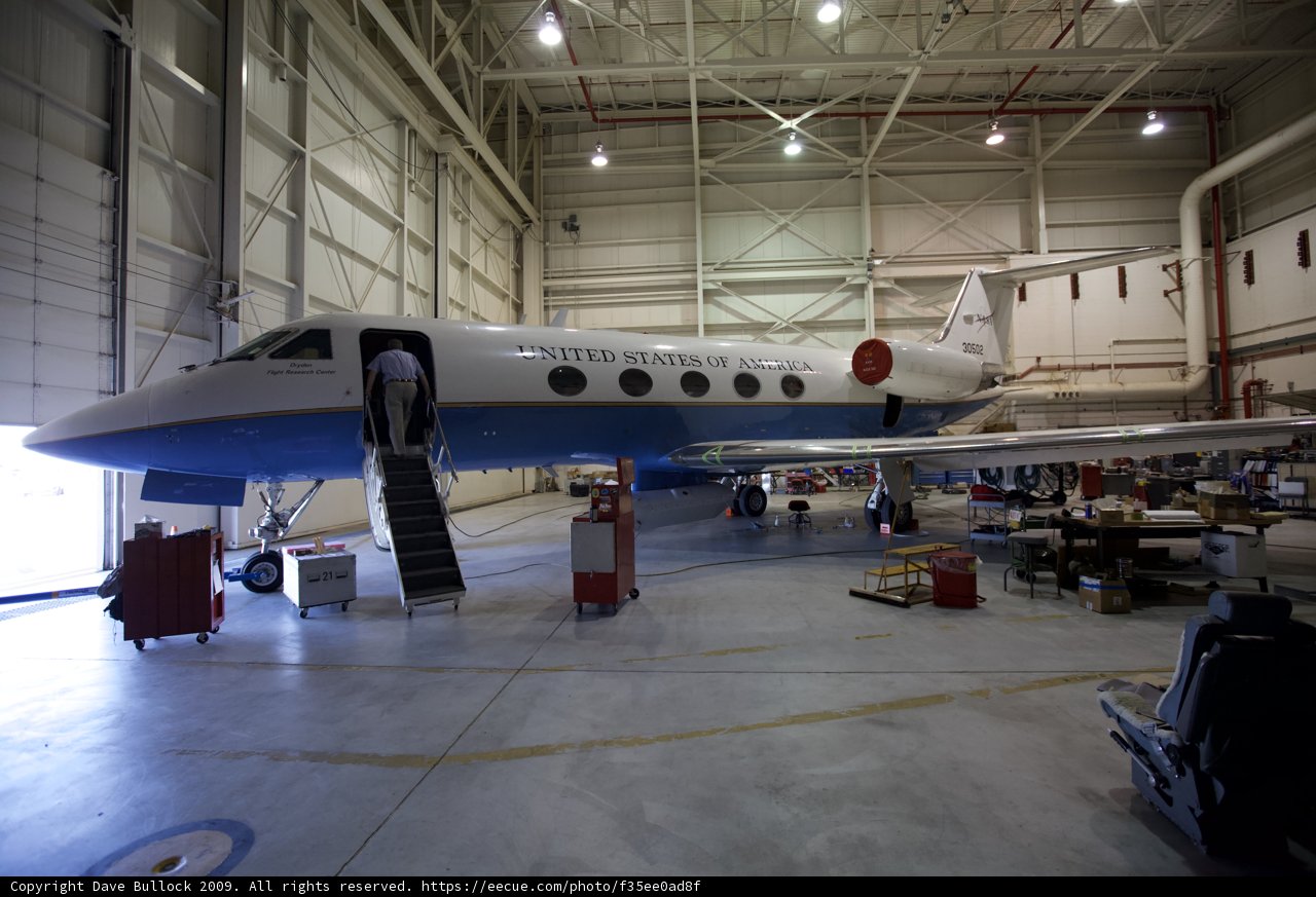 Parked Airplane in the Hangar