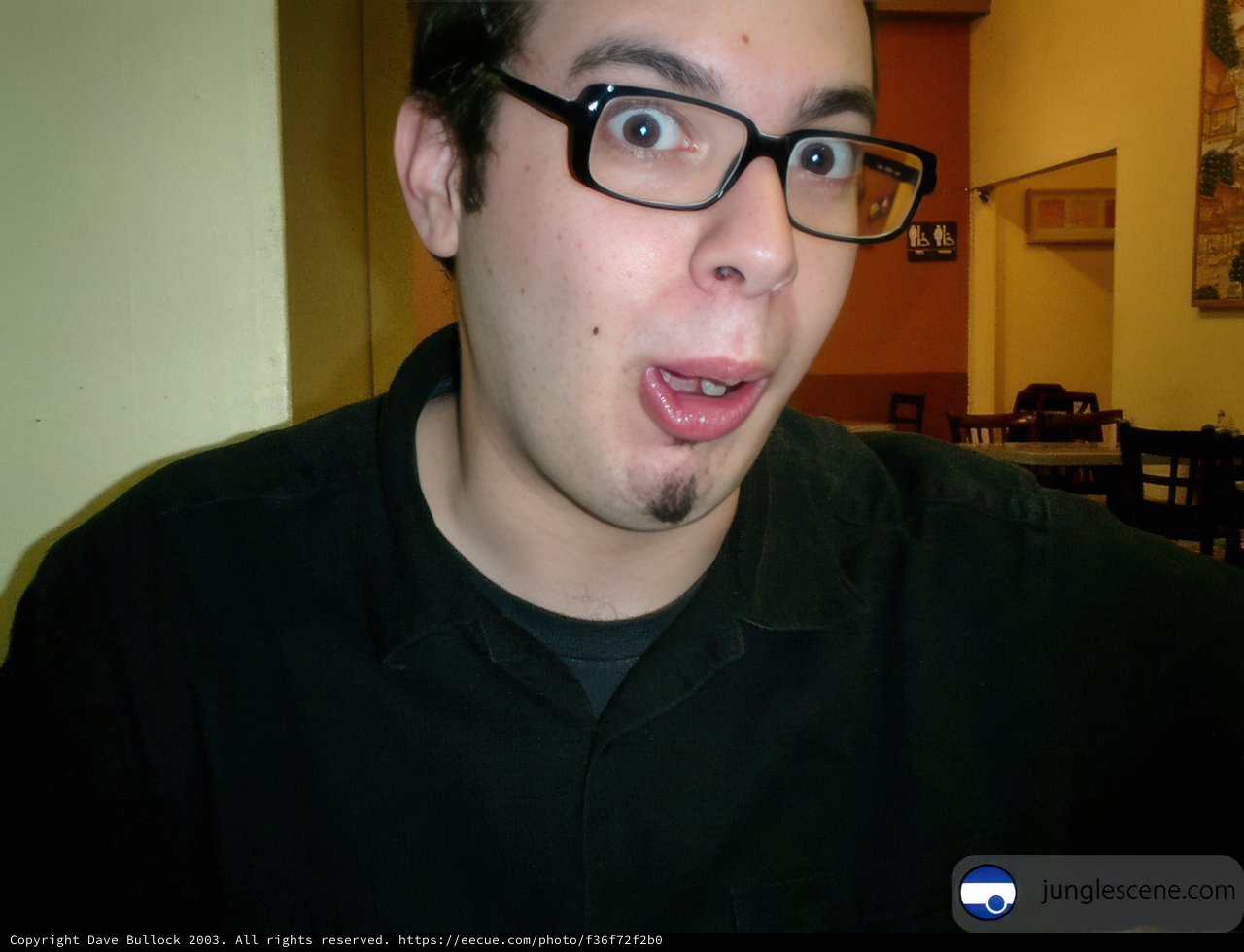 Portrait of Dave B in Black Shirt and Glasses