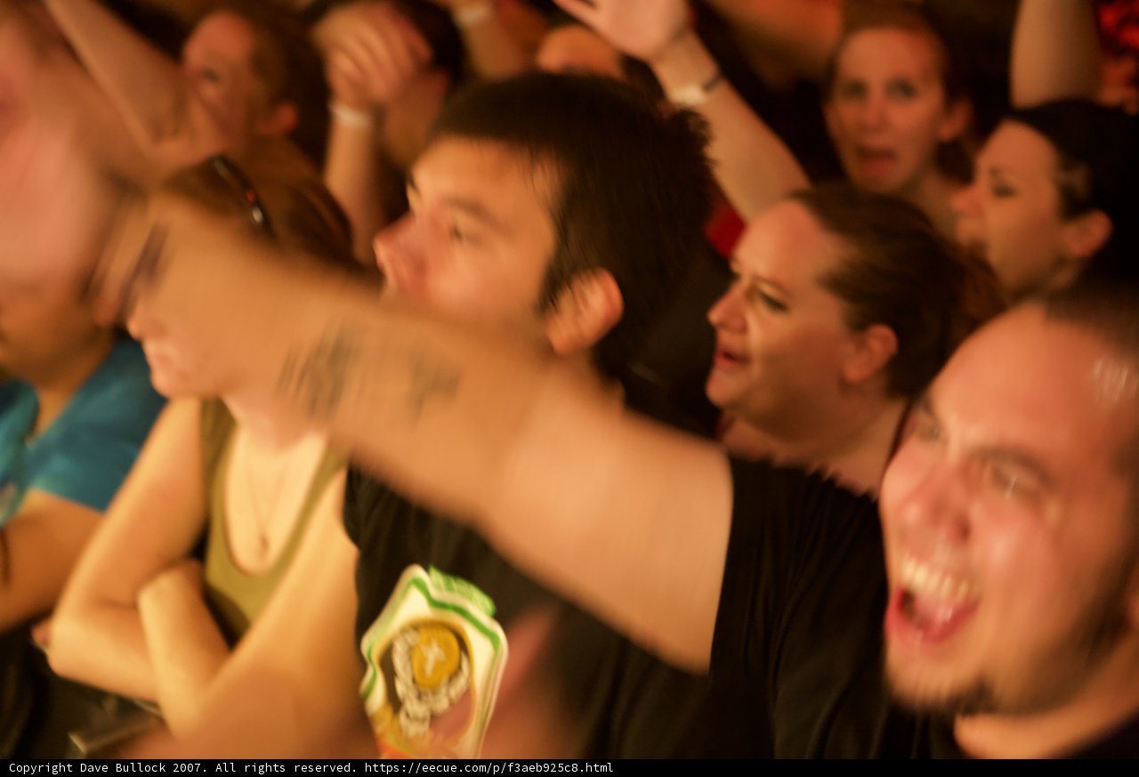 Concertgoers rocking out at the Bad Religion Glasshouse show