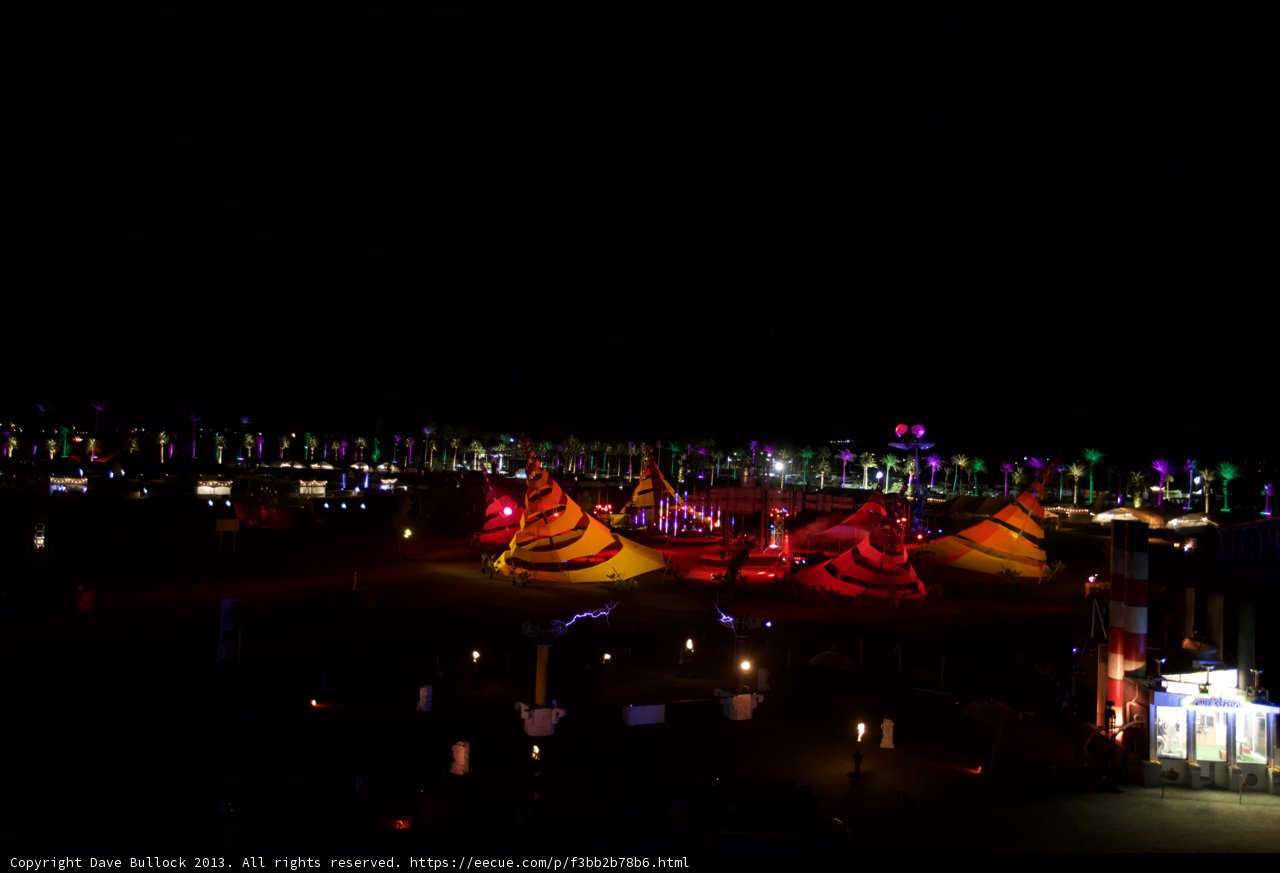 Beach at Night Lit Up with Colorful Lights