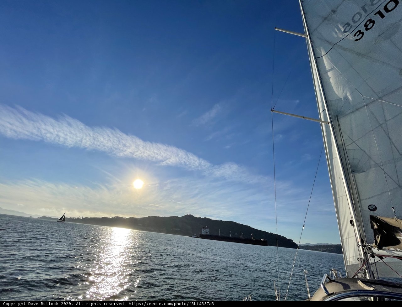 A Serene Sailboat on the Sun-Kissed San Francisco Bay