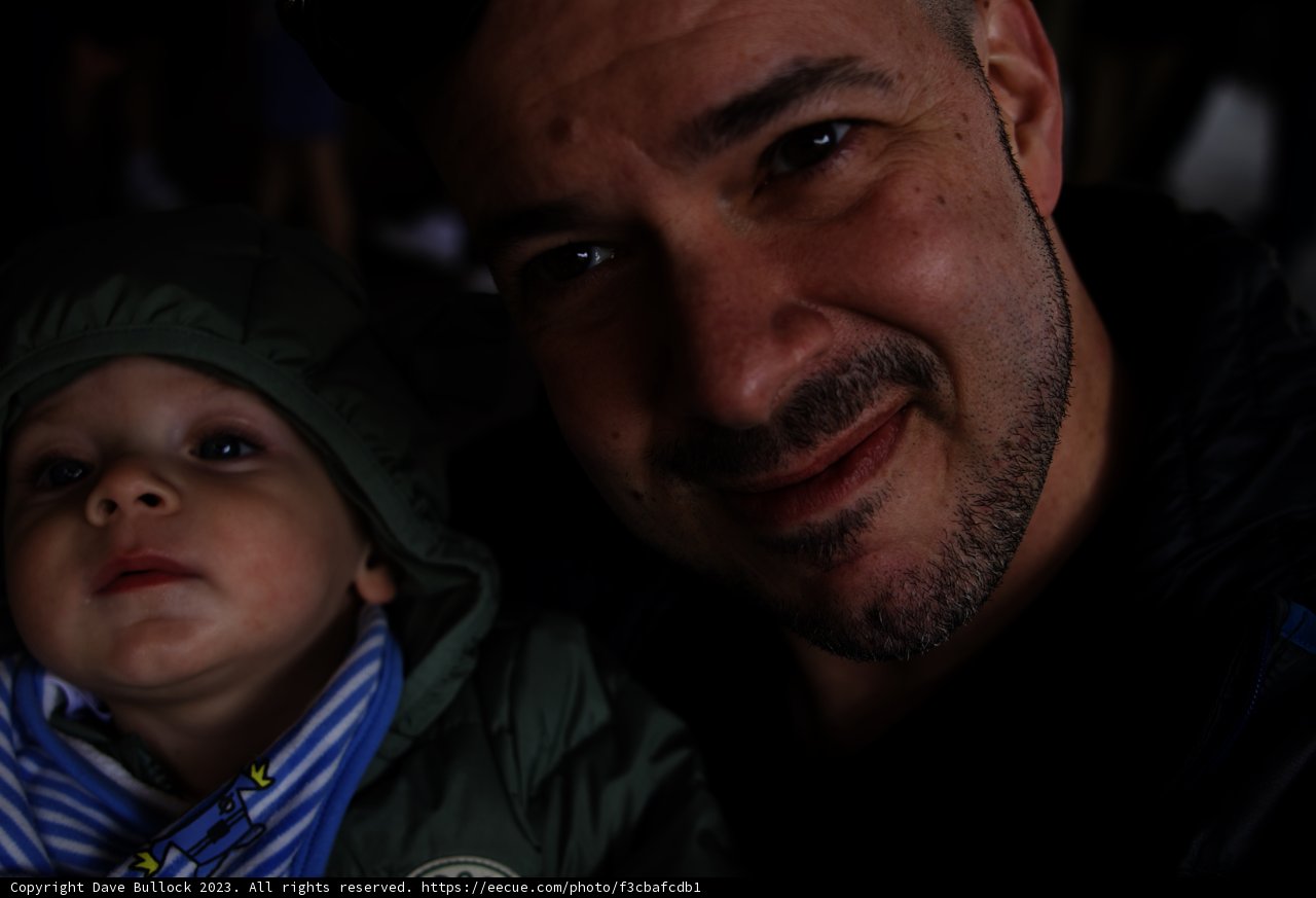 Father and Son in Warm Winter Gear