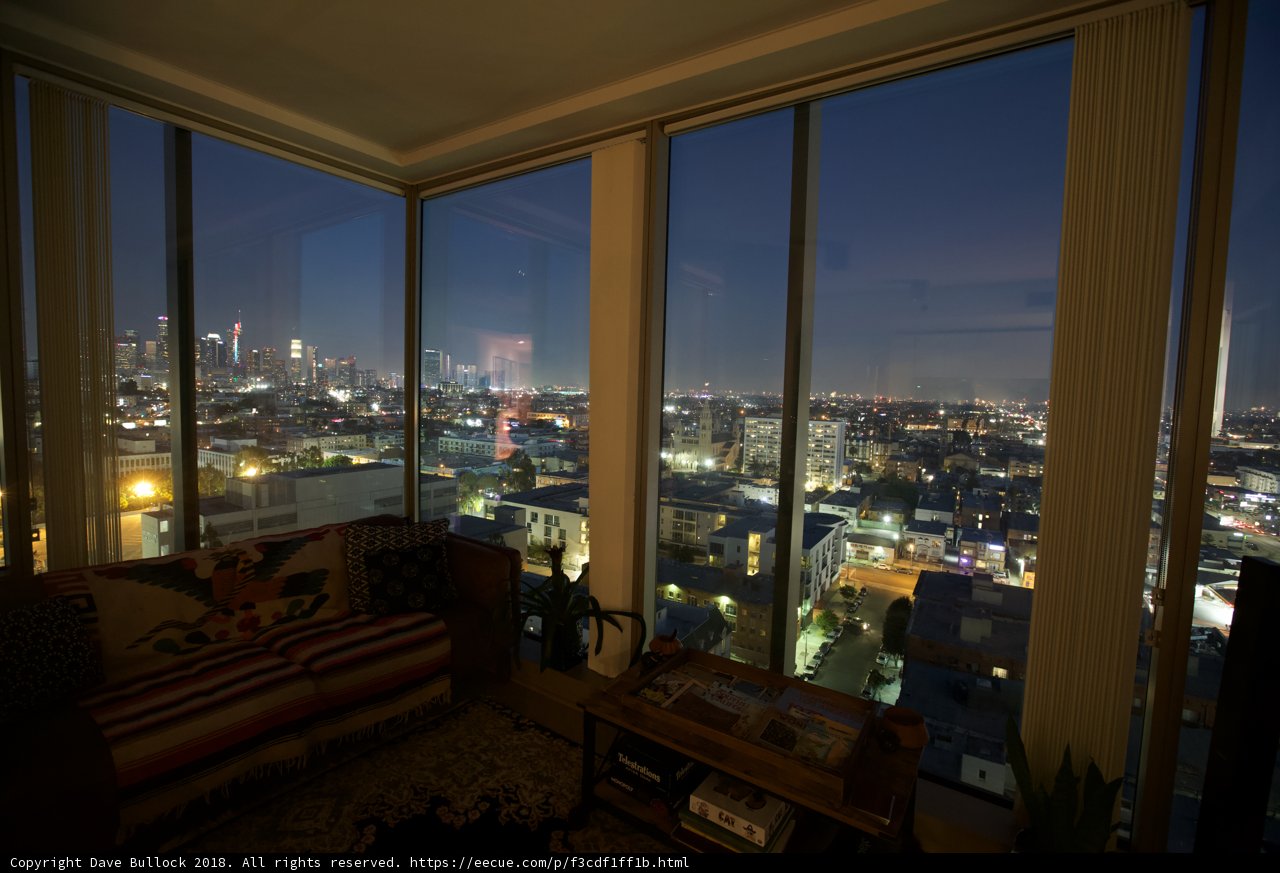 Cityscape View from a Penthouse Living Room