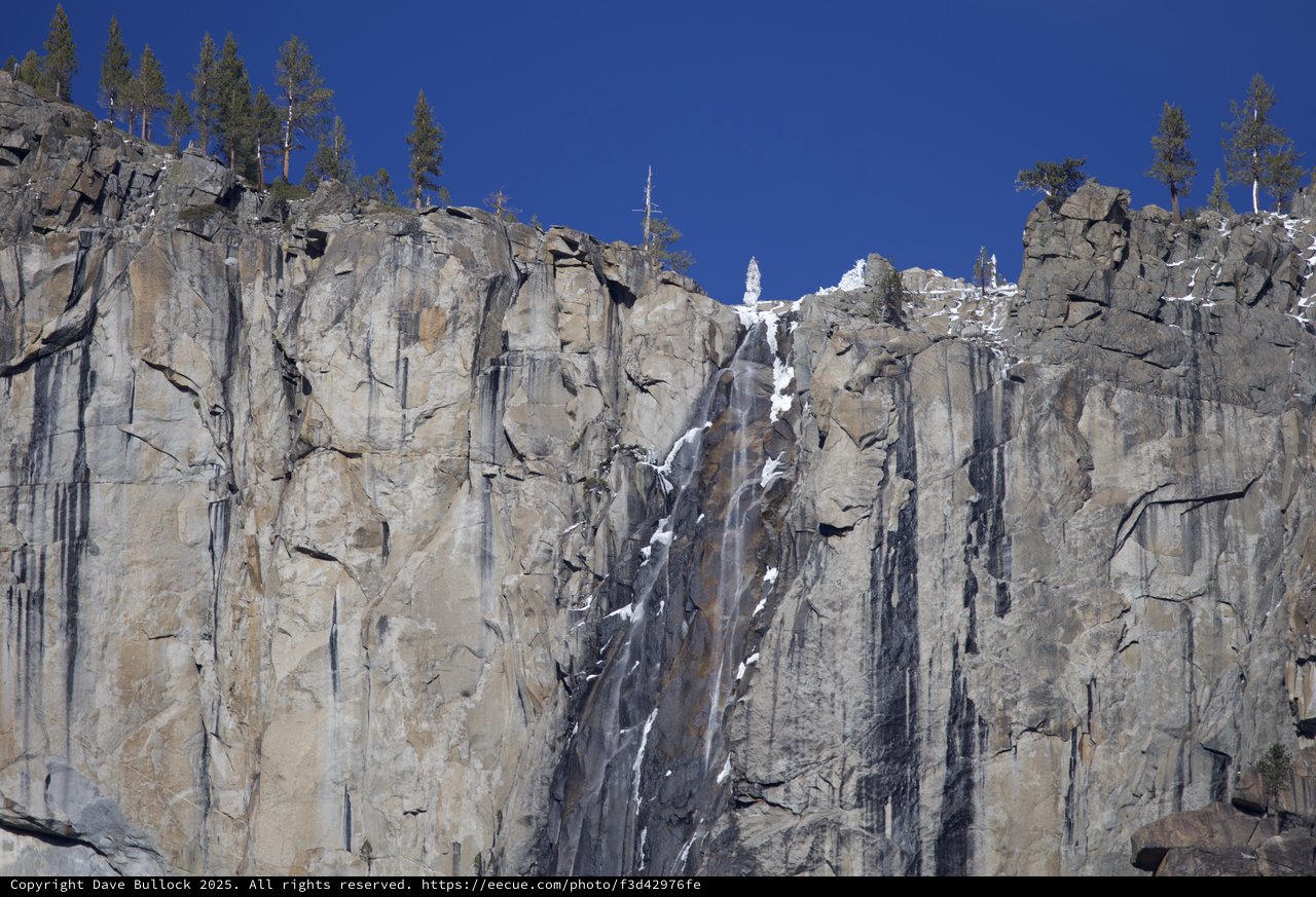 Winter Waterfall Cascading Down Yosemite's Granite Cliffs