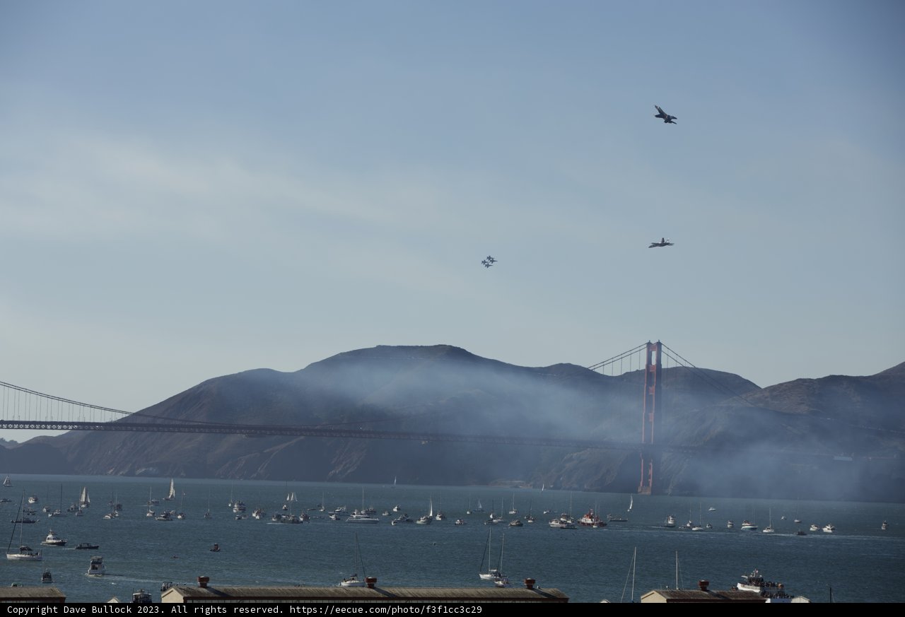 Vibrant Day at the Golden Gate Bridge: Fleet Week Air Show 2023