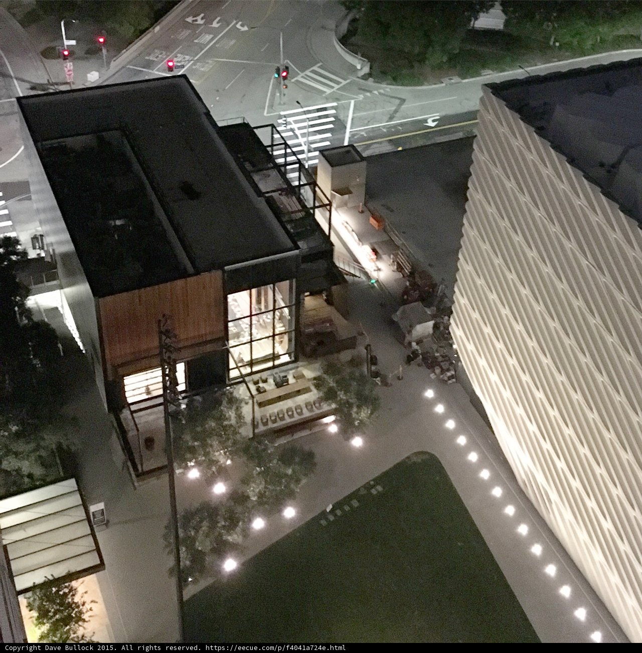 Nighttime View of The Broad Building in Los Angeles