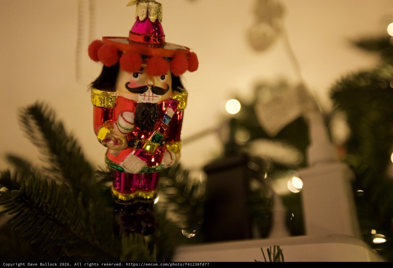 Festive Nutcracker Ornament on Christmas Tree