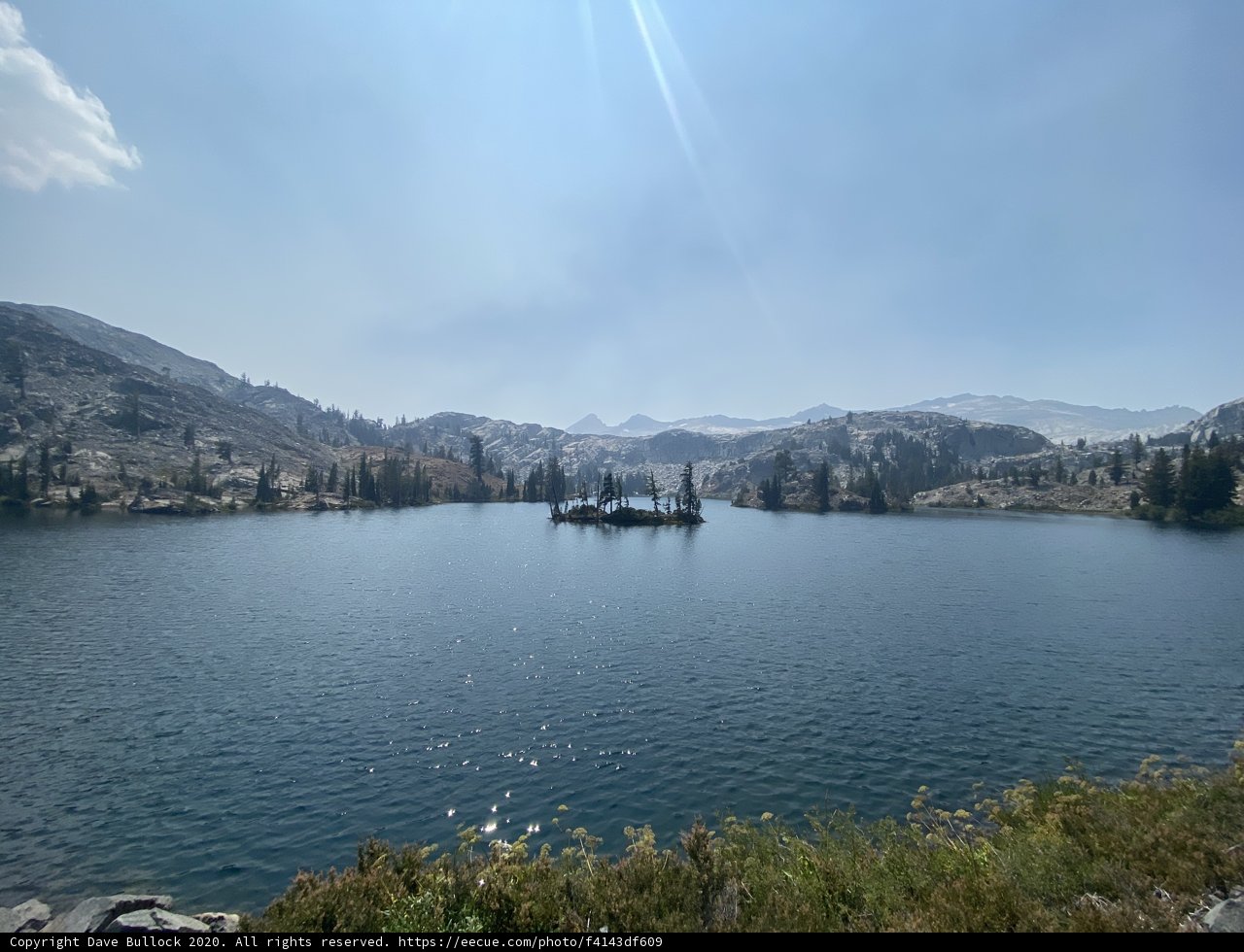 Serene lake nestled in mountains