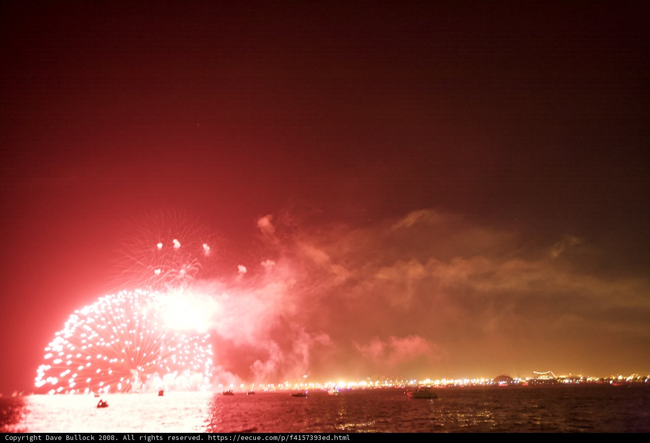 Boats under Fireworks