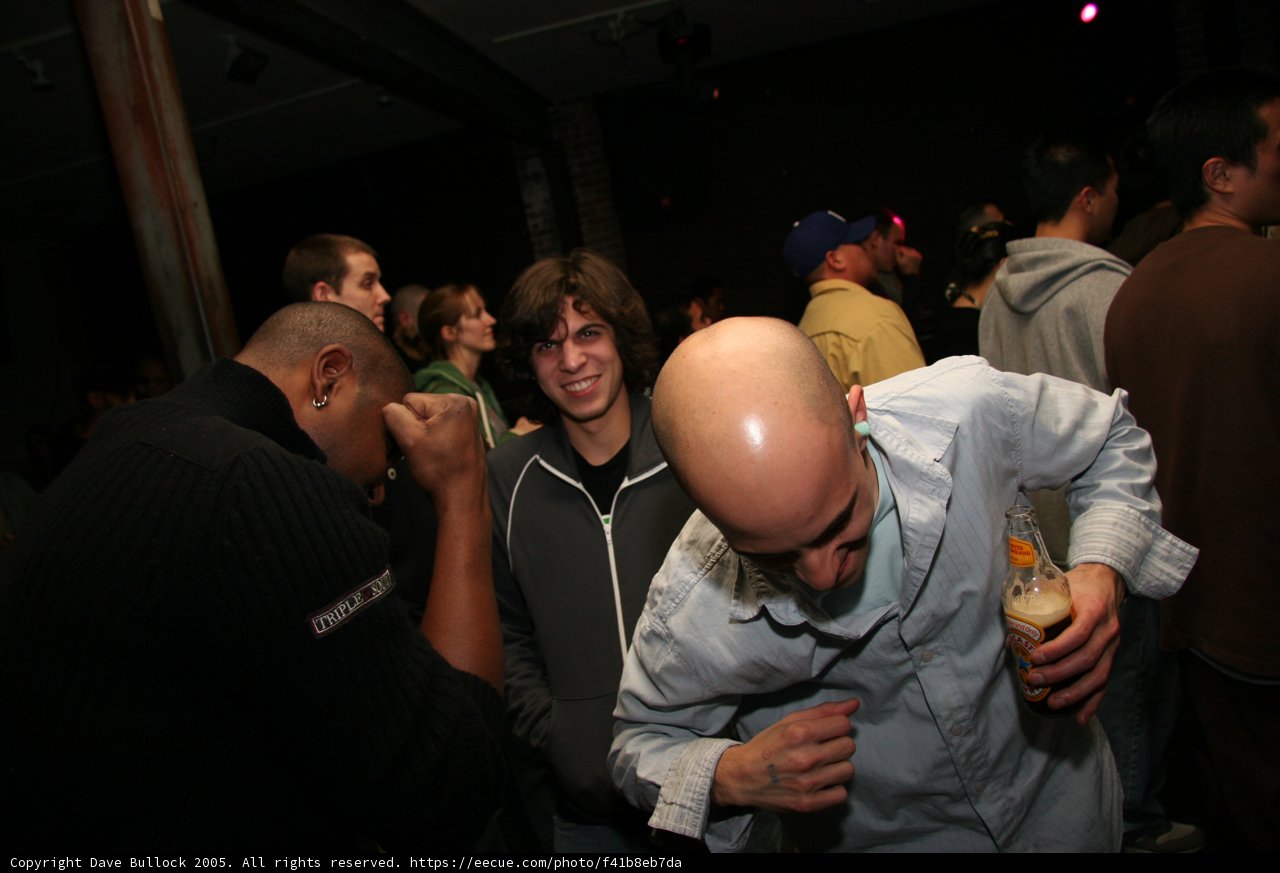 Bald man enjoying the night life