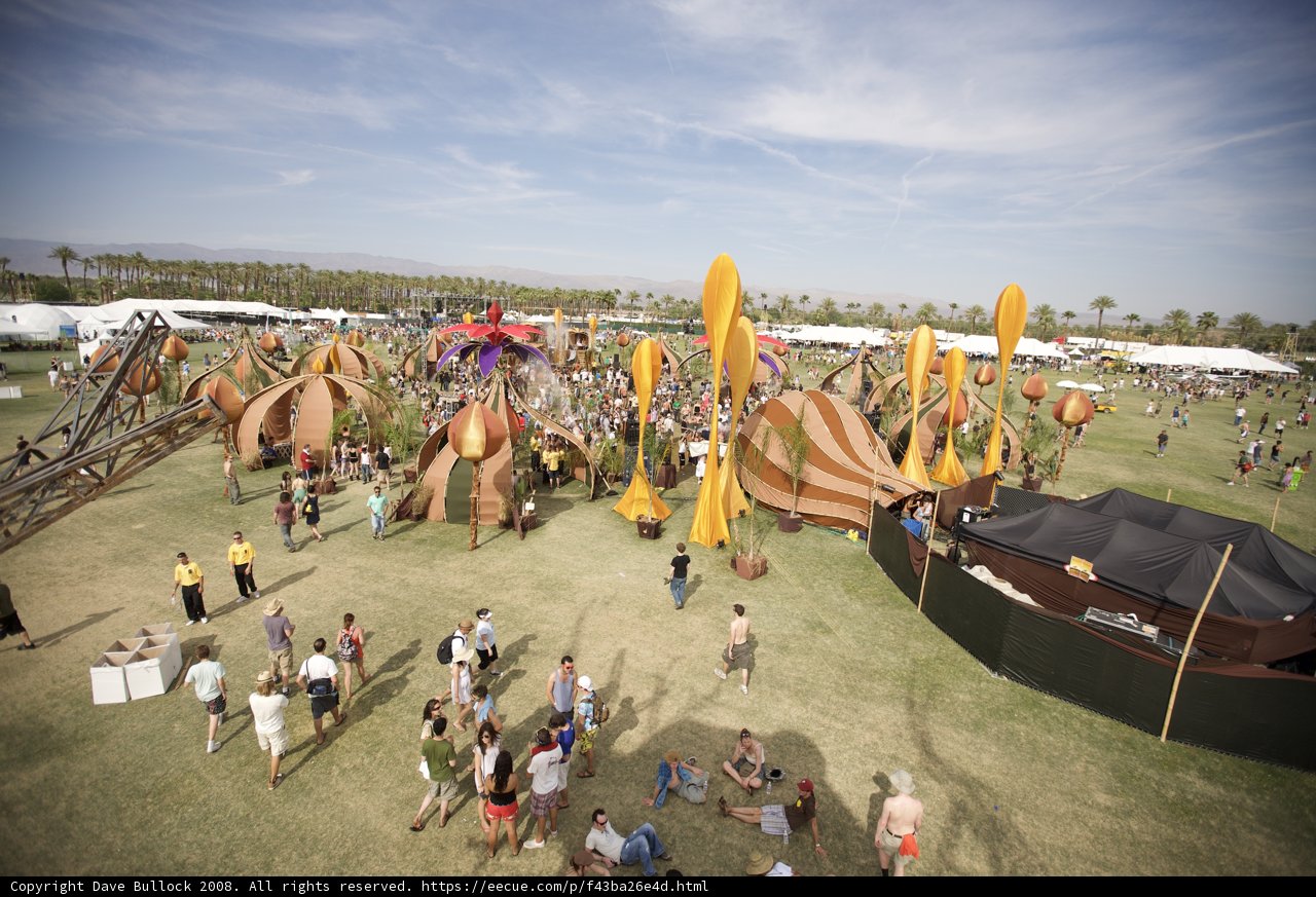 Coachella Crowd Gathers Under Blue Skies