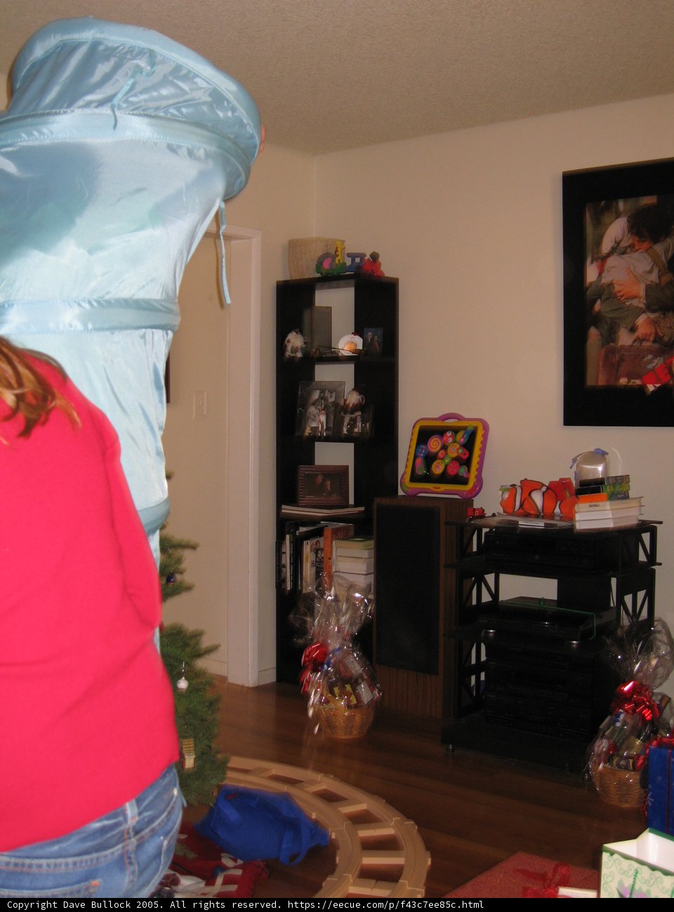 Red Shirt in a Cozy Living Room