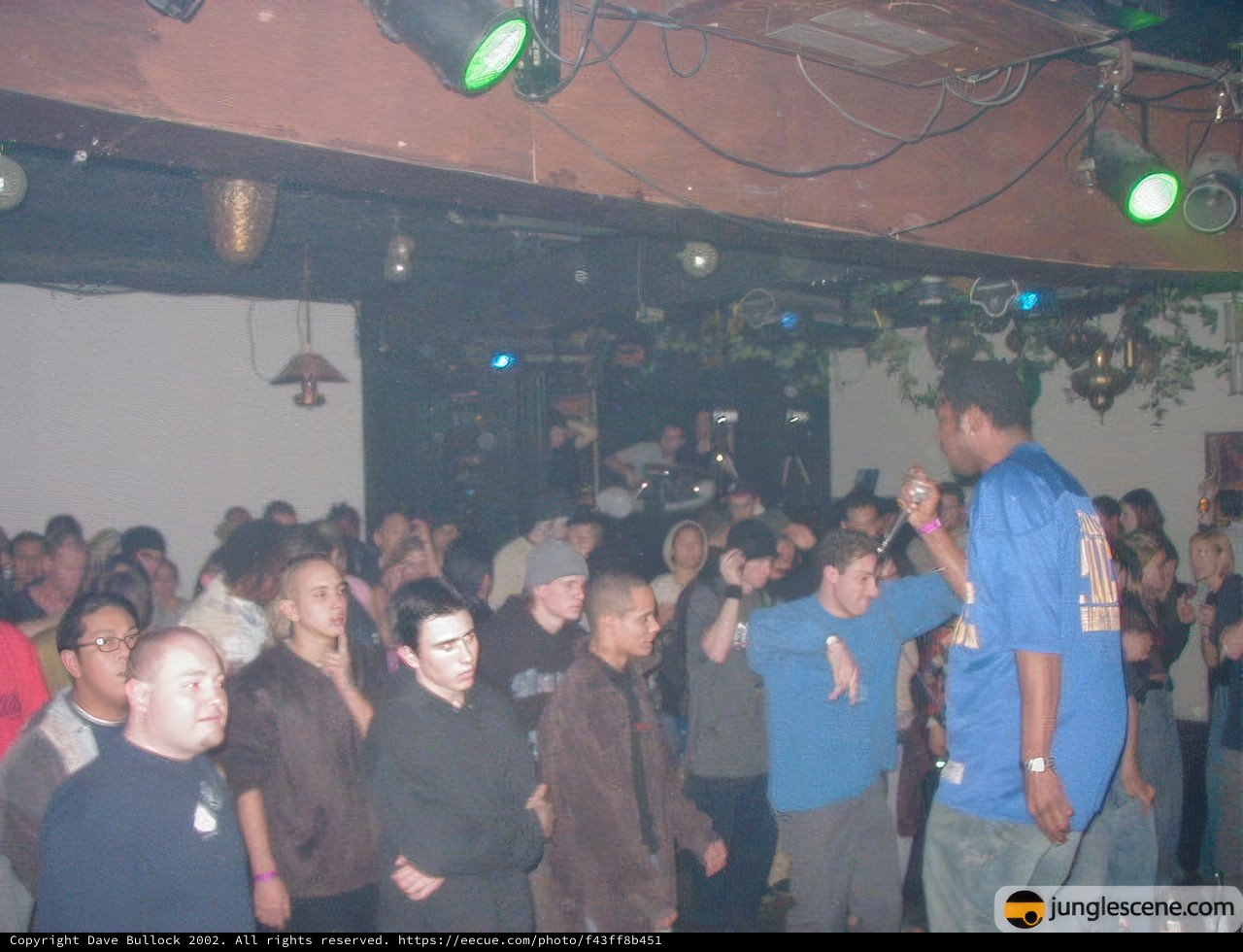 Nightclub Crowd Shines under Spotlights