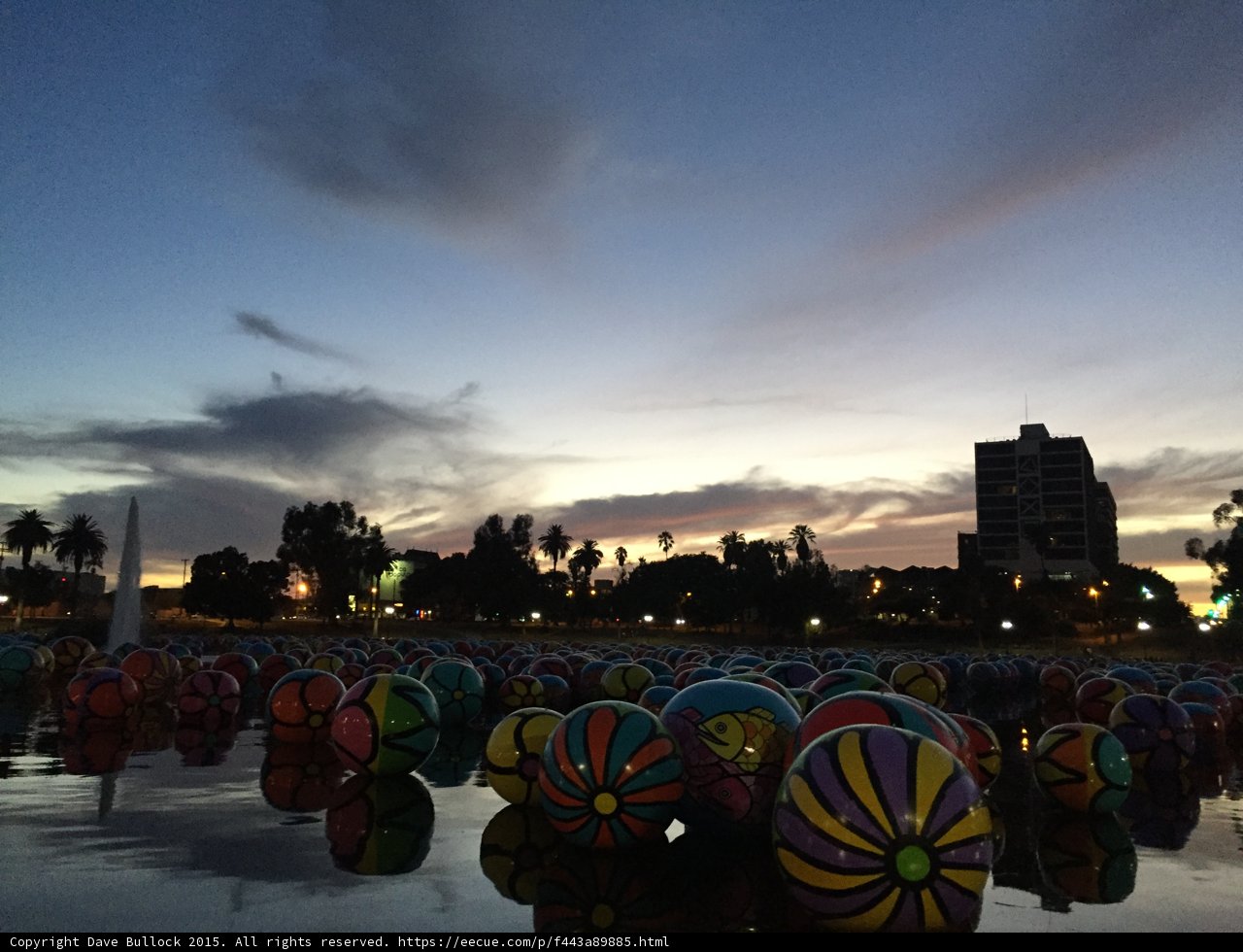 Colorful Spheres Reflecting the Sunset at MacArthur Lake