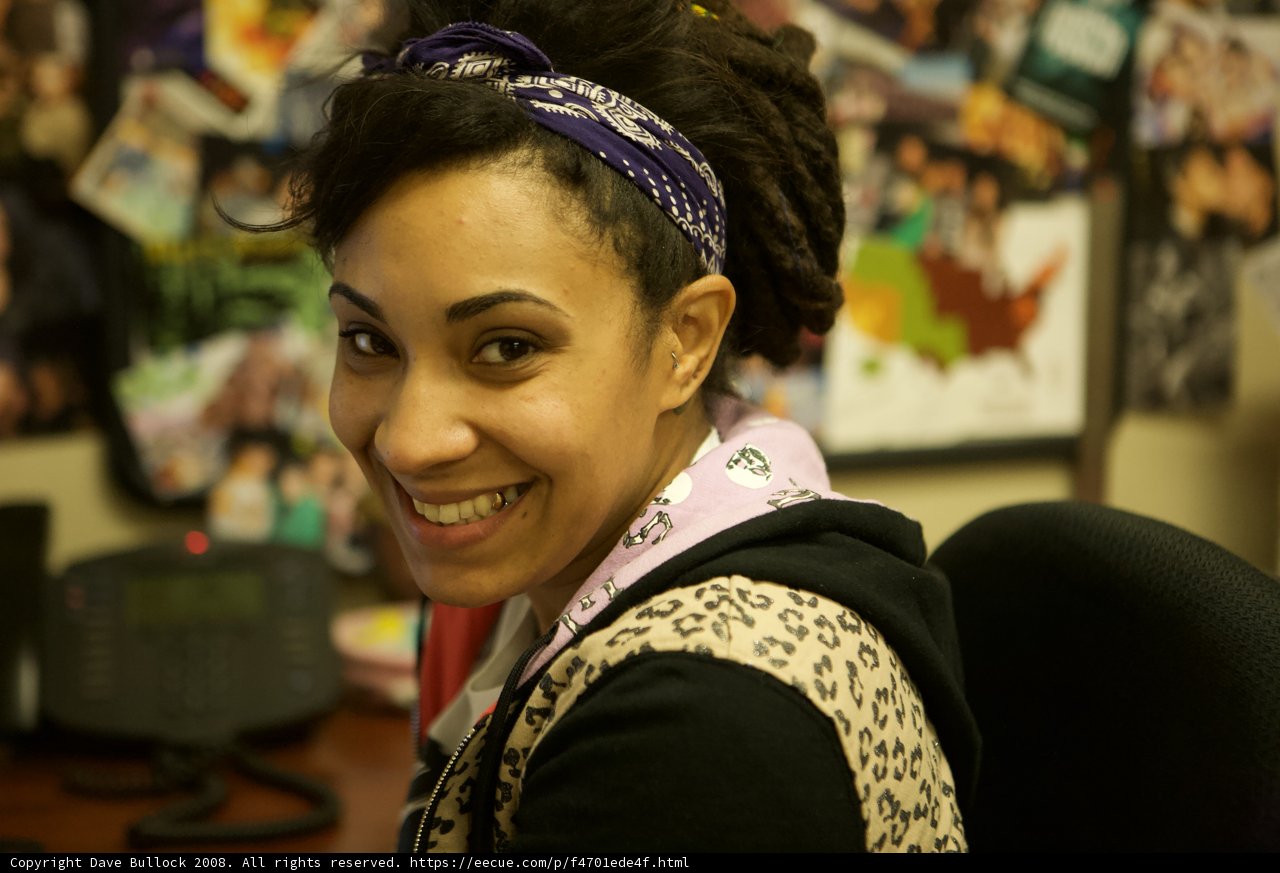 Happy Jodi with a Purple Headband