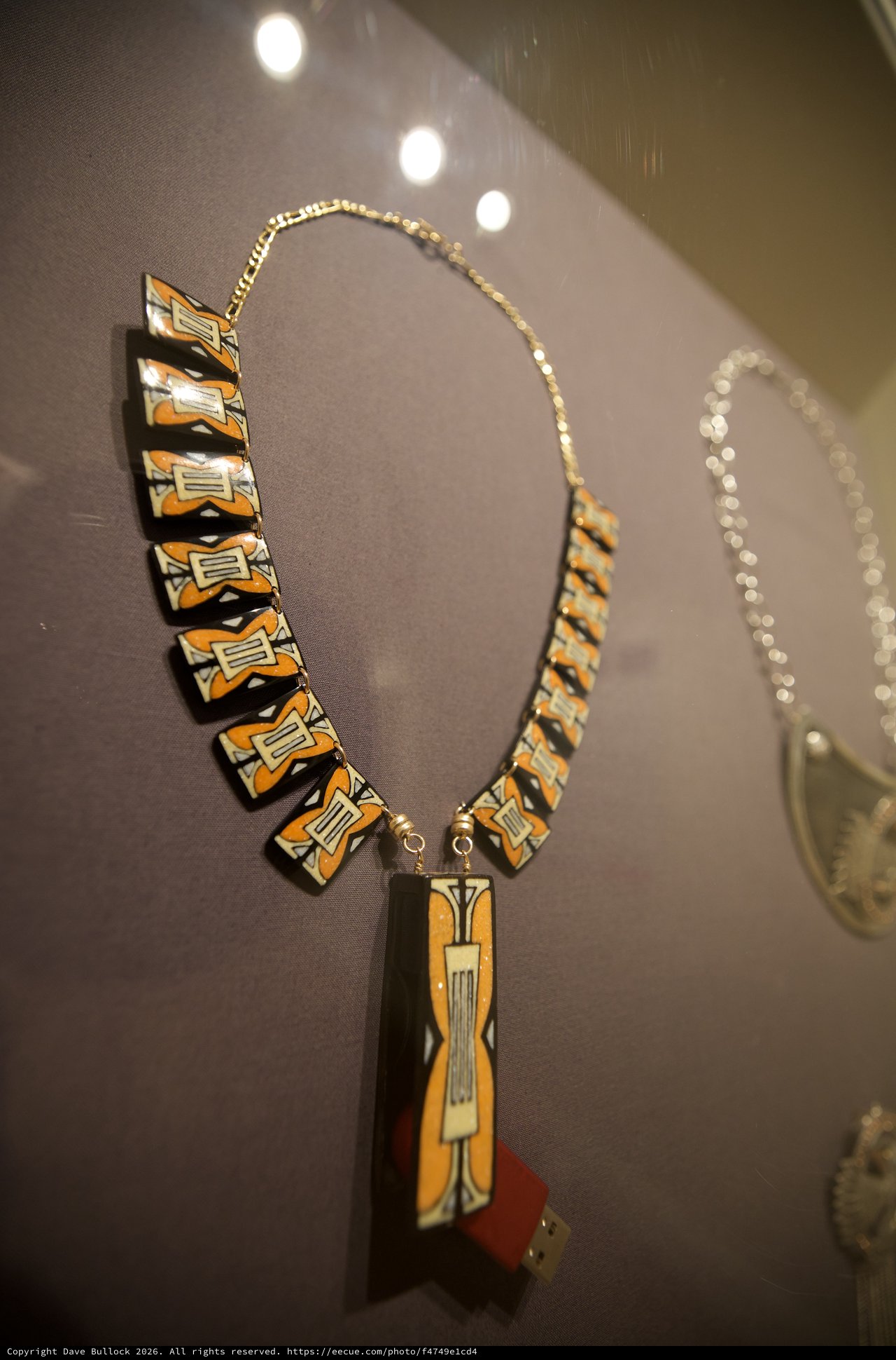 Art Deco Geometric Necklace Display in Museum