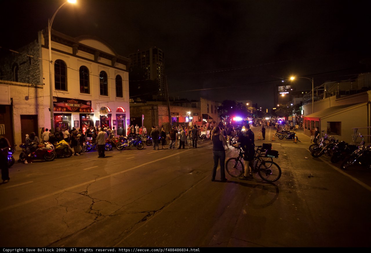 Nighttime Street Gathering