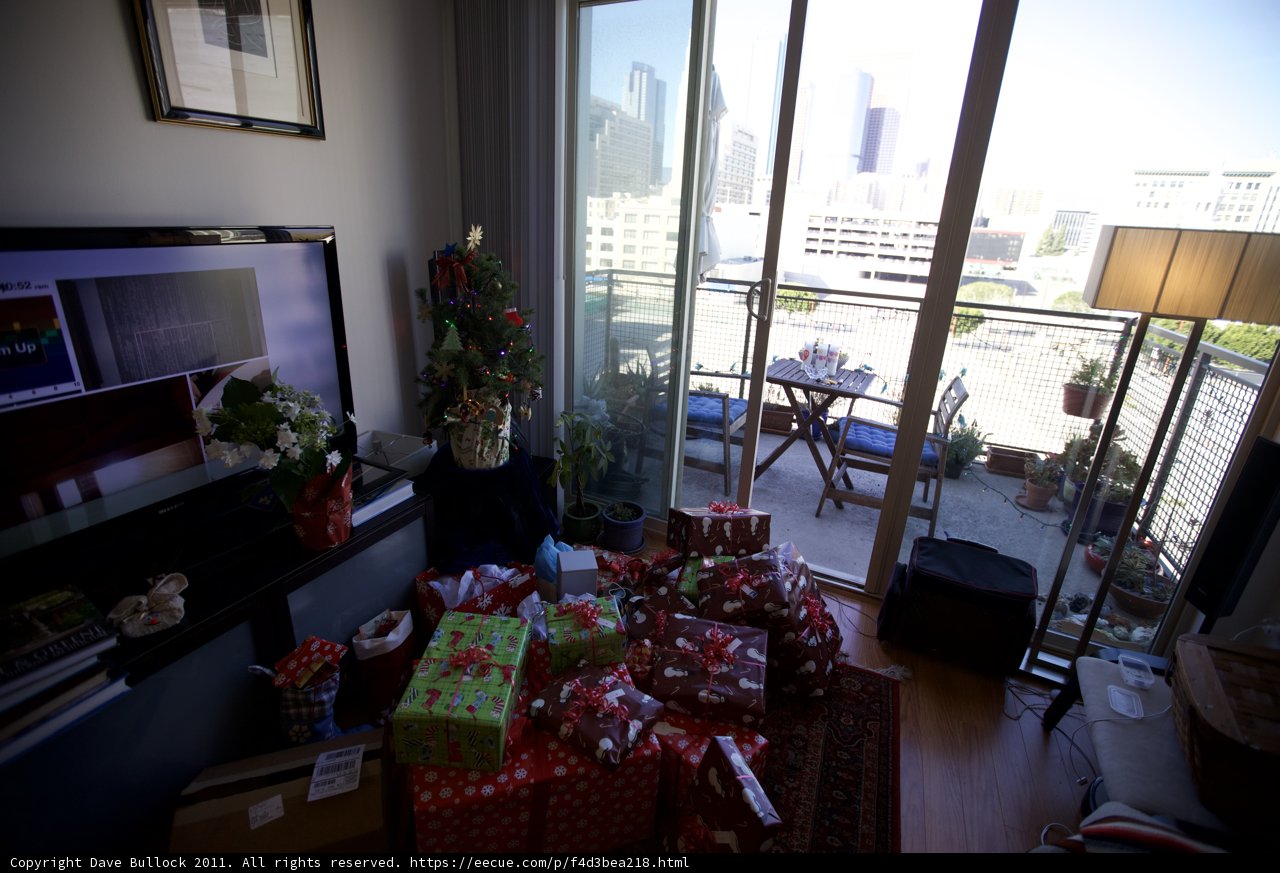 A Festive Living Room Filled with Gifts
