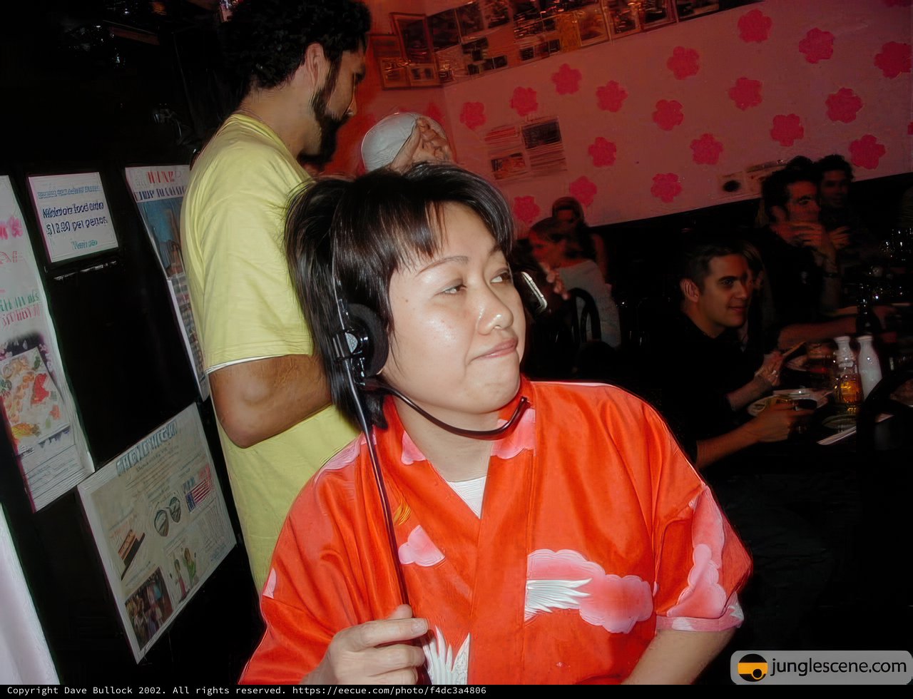 Kimono-clad Woman DJ-ing at Lori's Birthday Party