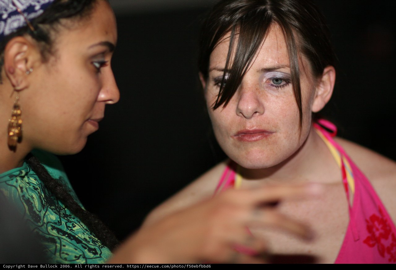 Two Women in Intimate Conversation at Night Event