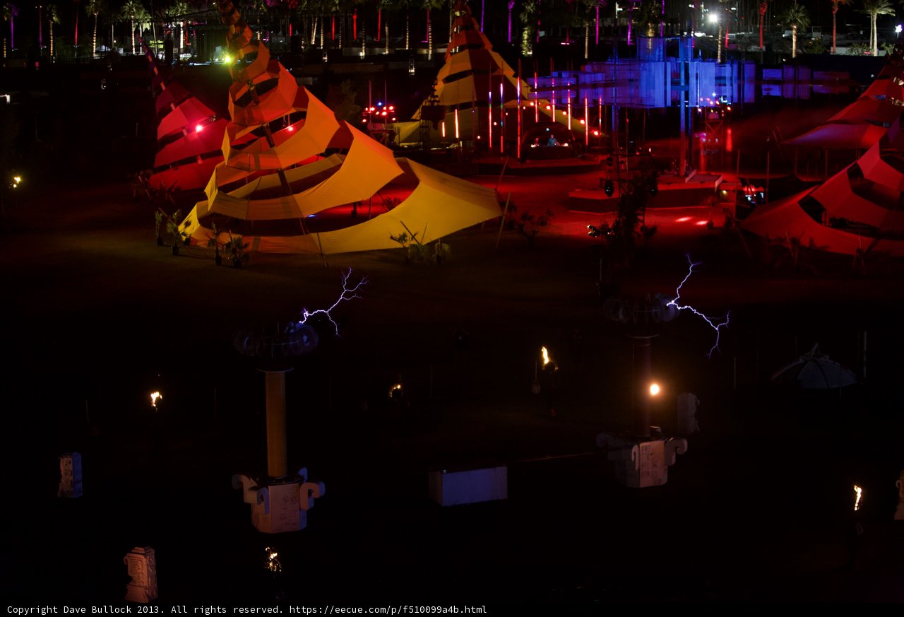 Colorful Lights Illuminate Coachella Tents