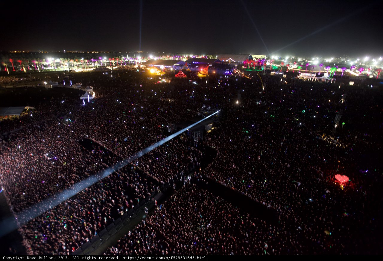 Coachella Concert Crowd Illuminated with Lights