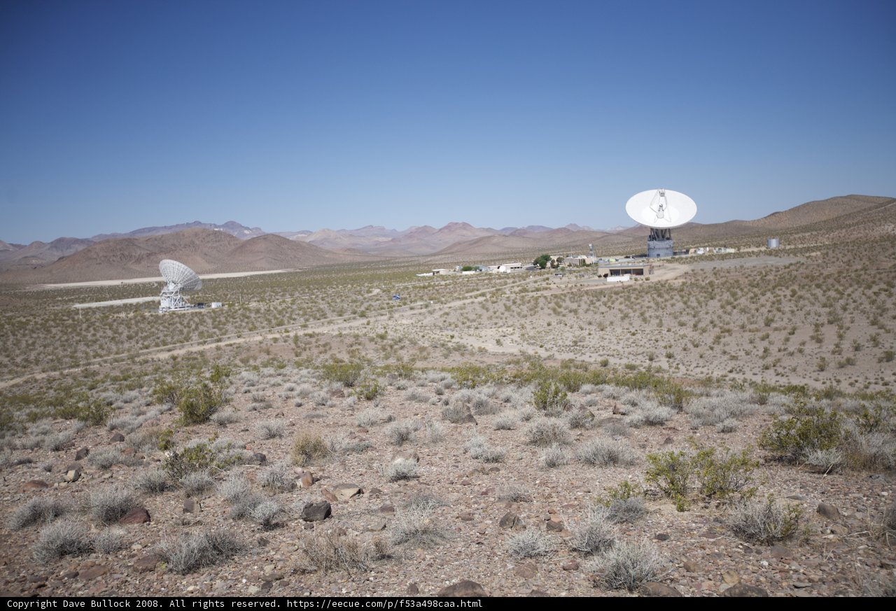 Goldstone Radio Telescope and Mountain Landscape