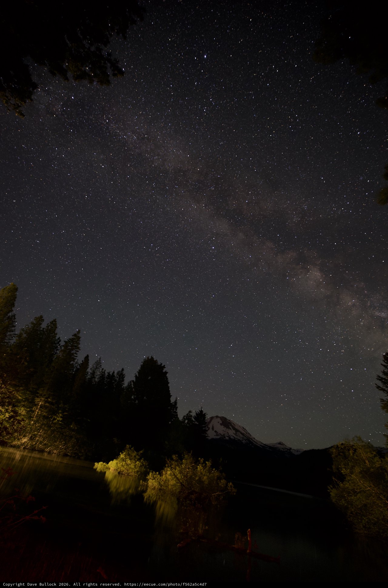 Milky Way Arches Over Mount Lassen at Night